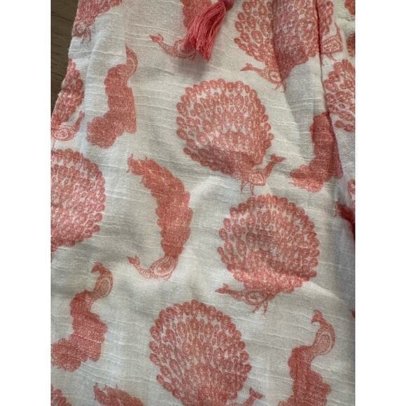 Poppet and Fox Girls Peach and White Peacock Cotton Sleeveless Romper Size 3T - Picture 4 of 6